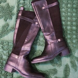 Franco Sarto Black Leather Heeled Boots